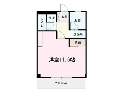 ヴァイオレットW II(ワンルーム/1階)の間取り写真