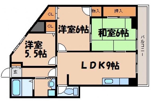 サザンクロスⅡ(3LDK/3階)の間取り写真