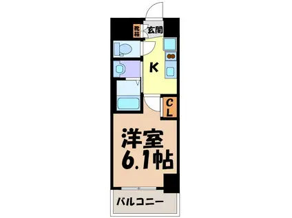 エステムコート名古屋新栄IIIグローリィ(1K/4階)の間取り写真