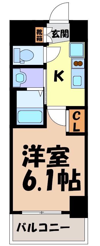 エステムコート名古屋新栄IIIグローリィ(1K/12階)の間取り写真