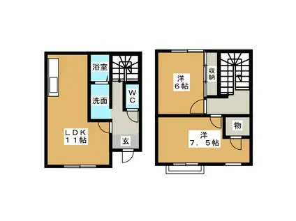 グランジュッテ C棟(2LDK/1階)の間取り写真