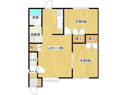 FREUDE(2LDK/2階)の間取り写真