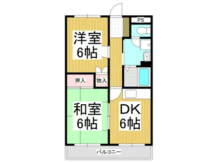 AIマンション(2DK/1階)の間取り写真