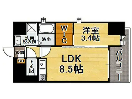 ピュアドームアドニス吉塚(1LDK/5階)の間取り写真