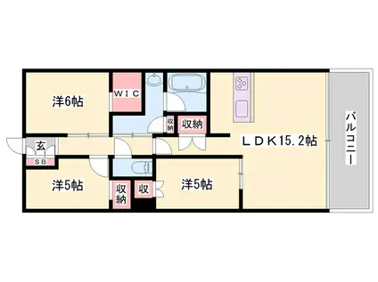 ウエリス姫路(3LDK/12階)の間取り写真