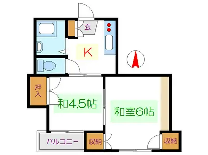 ファミリーハイツ上田(2K/5階)の間取り写真