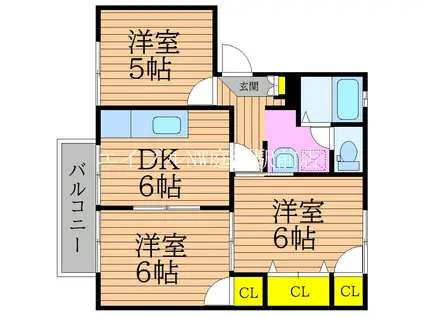 ガルテン26 F棟(3DK/2階)の間取り写真