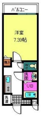 プロムナード西本町(1K/1階)の間取り写真