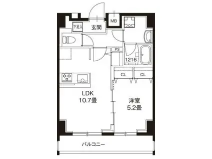 レオーネ錦糸町II(1LDK/4階)の間取り写真
