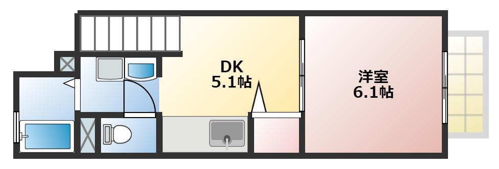 ツインスターヴィラ(1DK/2階)の間取り写真