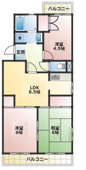 アーバンビレッジ(3DK/3階)の間取り写真