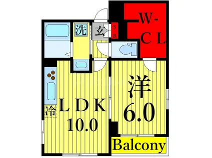 オリオン・テラス(1LDK/2階)の間取り写真