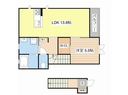 シャーメゾンDS-II(1LDK/2階)の間取り写真