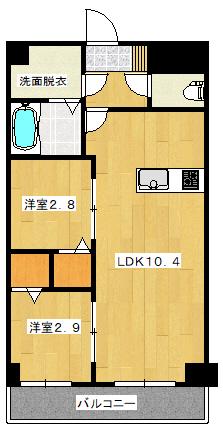 鹿児島市電谷山線 新屋敷駅 徒歩7分 8階建 築8年(2LDK/2階)の間取り写真