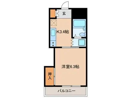 ティアラ神立(1K/4階)の間取り写真