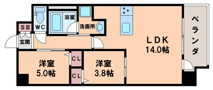 カウニス丸山通(2LDK/4階)の間取り写真