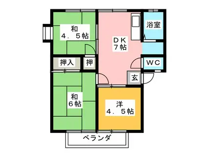 サンシティ奥村(3DK/2階)の間取り写真