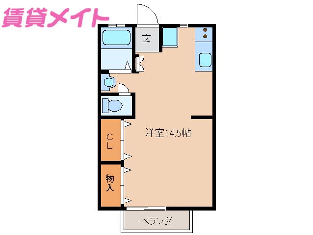 エクセルコトー(ワンルーム/2階)の間取り写真
