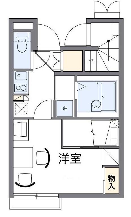 きょうでん(1K/1階)の間取り写真