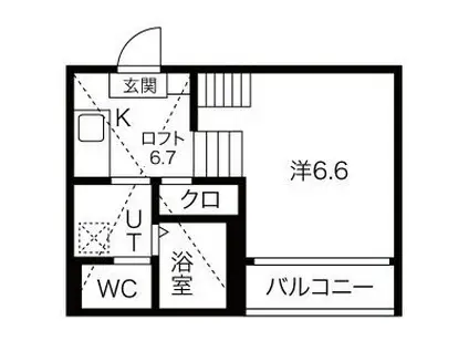 シュクル(1K/2階)の間取り写真