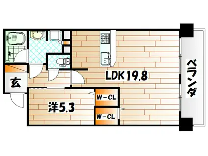 グランドパレスプラウド到津(1LDK/11階)の間取り写真