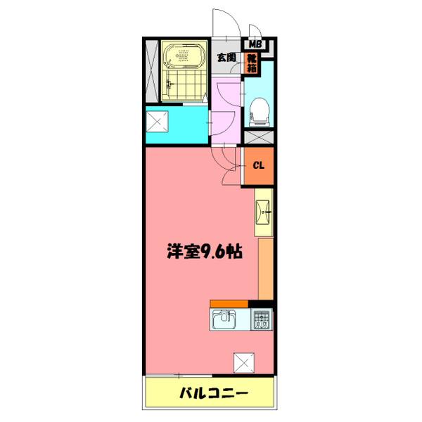 ミランダルピナス弐番館(ワンルーム/2階)の間取り写真