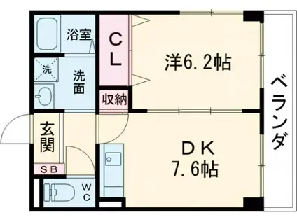 シンフォニィ駅前中央(1DK/4階)の間取り写真