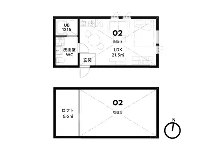 ICCA ROOM2(ワンルーム/2階)の間取り写真
