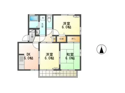 ジュセル稲木(3DK/2階)の間取り写真