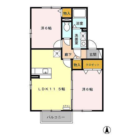 フレスカ(2LDK/2階)の間取り写真