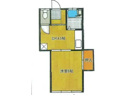 佐久間ハウス(1DK/2階)の間取り写真