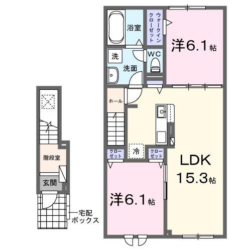 アンジェロI(2LDK/2階)の間取り写真