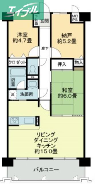 ライオンズマンション野田公園(2SLDK/2階)の間取り写真
