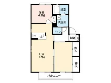 第六大滝ハイツ B棟(2LDK/2階)の間取り写真