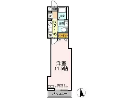 スピアナート北石堂(1K/3階)の間取り写真