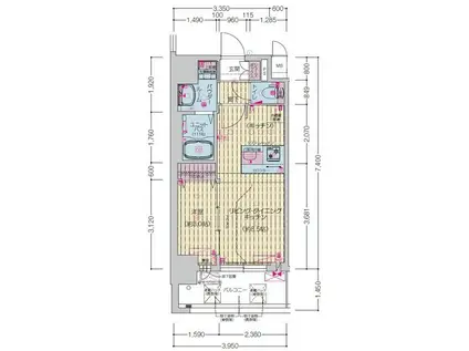 プレサンス岐阜ゼクシス(1LDK/9階)の間取り写真