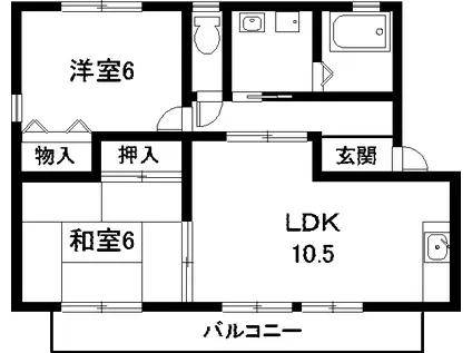 エクセレントタウン C棟(2LDK/2階)の間取り写真