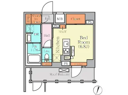 ARKMARK世田谷砧(ワンルーム/5階)の間取り写真