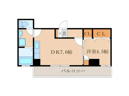 リテラス鹿屋弐番館(1DK/7階)の間取り写真