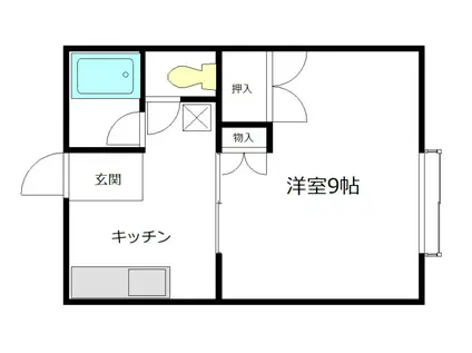 コーポ潮(1K/2階)の間取り写真