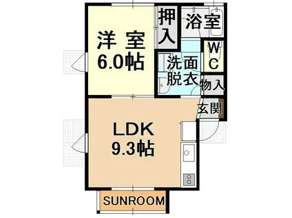 パピルスA棟(1LDK/1階)の間取り写真