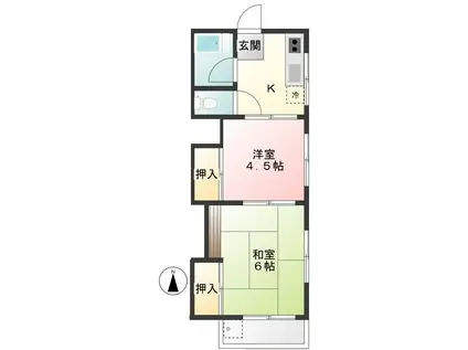 コーポ緑(2K/2階)の間取り写真