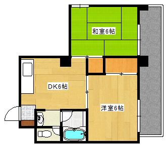 新庄グリーンコーポ(2DK/4階)の間取り写真