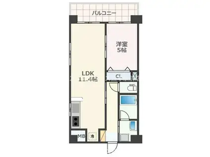 新屋敷エクシード(1LDK/4階)の間取り写真