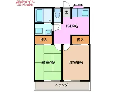 ファミールいとう(2K/2階)の間取り写真