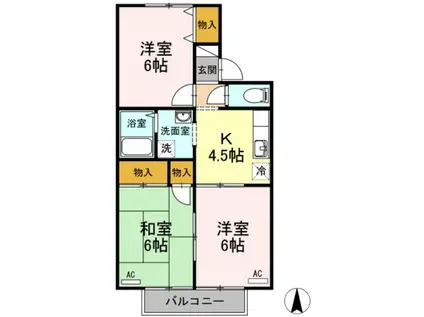 ヴィスタ桑田 I棟(3K/2階)の間取り写真