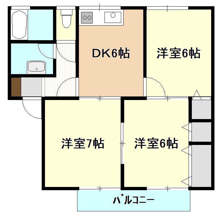メゾン悠悠B(3DK/2階)の間取り写真