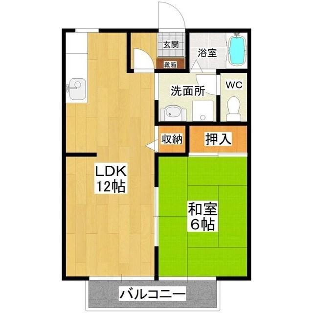 サンライズガーデンB(1LDK/2階)の間取り写真