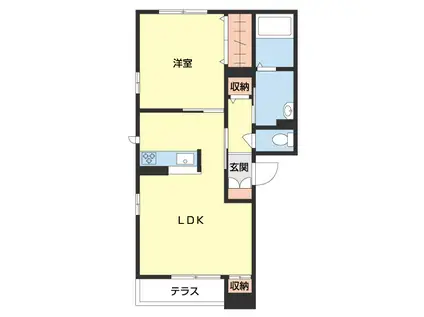 ベレオ新通(1LDK/1階)の間取り写真