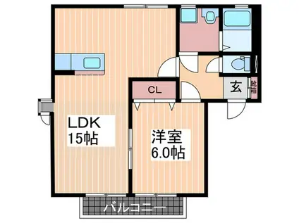 グリーンコーポ(1LDK/2階)の間取り写真